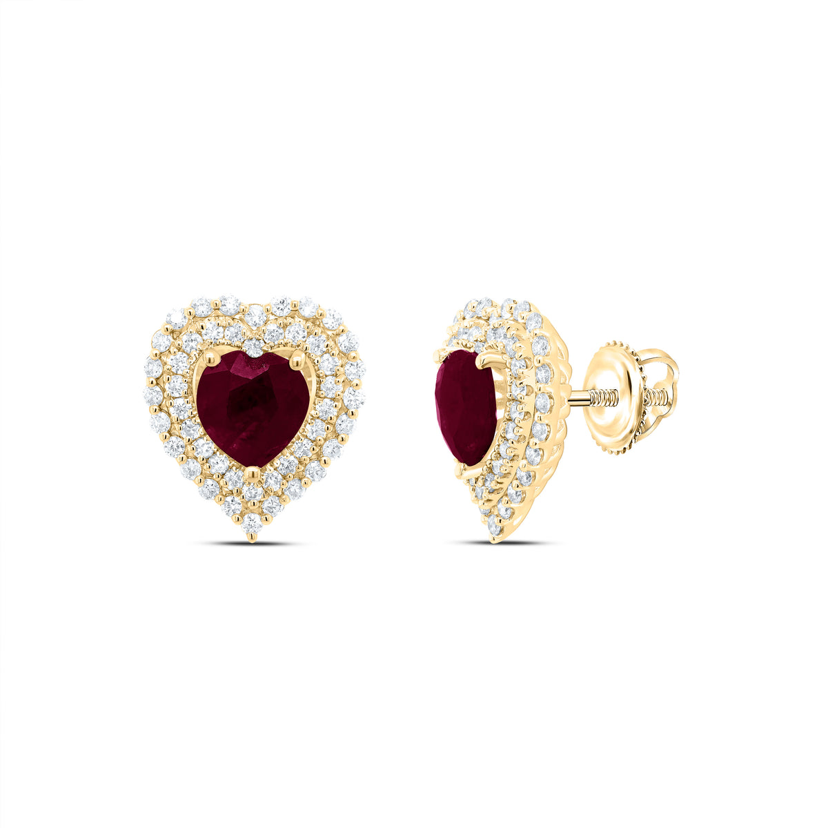 5/8CTW-DIA ANA M 6X6MM HEART-RU NAT GEM EARRING