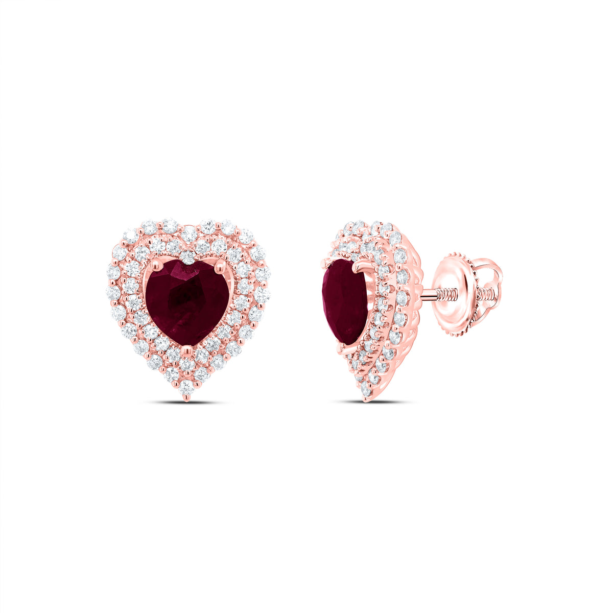 5/8CTW-DIA ANA M 6X6MM HEART-RU NAT GEM EARRING