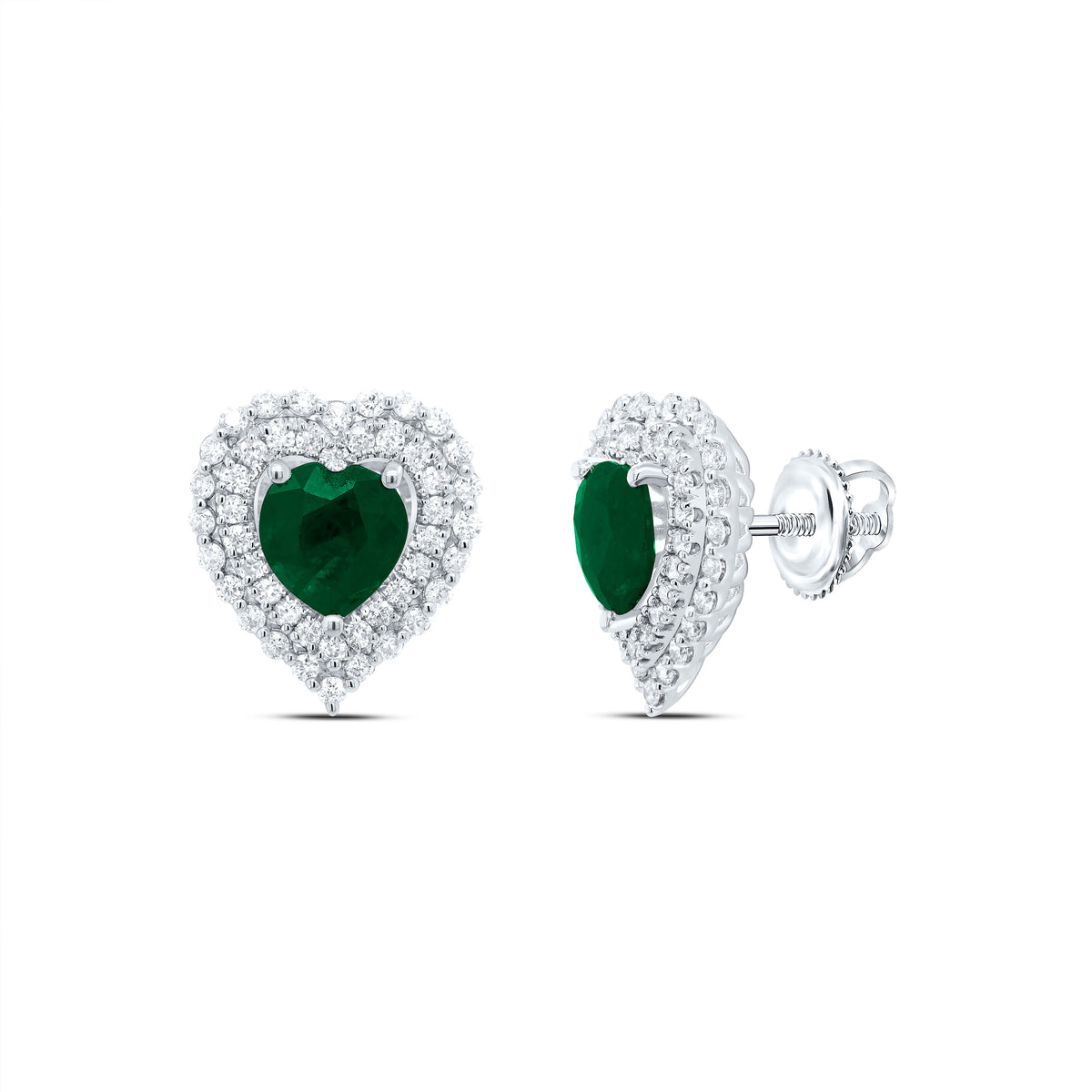 5/8CTW-DIA ANA M 6X6MM HEART-EM NAT GEM EARRING