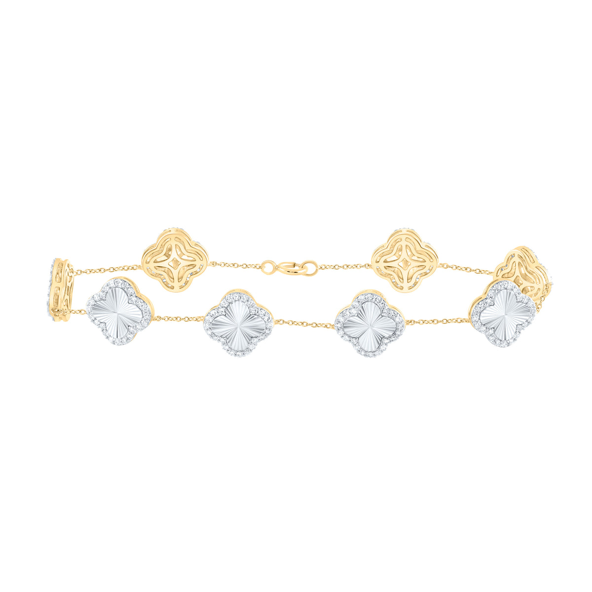1CTW-DIA NK FASHION CLOVER BRACELET (7 INCH)