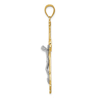 Load image into Gallery viewer, 14k Two-tone Diamond-cut Crucifix Pendant
