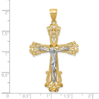 Load image into Gallery viewer, 14k Two-tone Diamond-cut Crucifix Pendant
