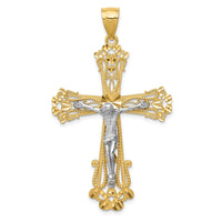 Load image into Gallery viewer, 14k Two-tone Diamond-cut Crucifix Pendant
