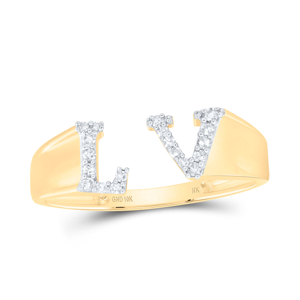 1/10CTW-DIA NK GIFT INITIAL "LV" LADIES RING