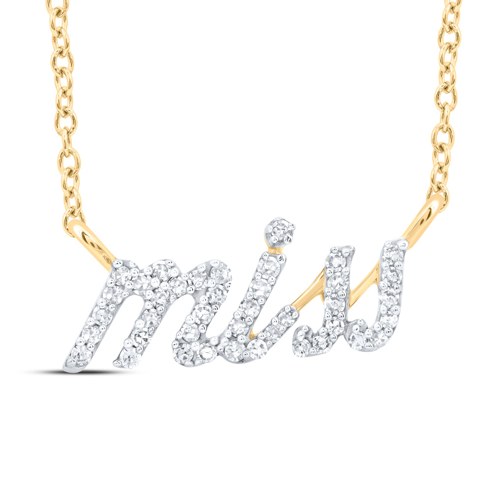 1/6CTW-DIA NK GIFT "miss" NECKLACE (18 INCH)