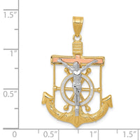 Load image into Gallery viewer, 14k Tri-color Diamond-cut w/Textured Mariner&#39;s Cross Pendant
