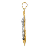 Load image into Gallery viewer, 14k Tri-color Diamond-cut w/Textured Mariner&#39;s Cross Pendant
