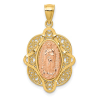 Load image into Gallery viewer, 14k Two-tone Rose Virgin Mary Pendant
