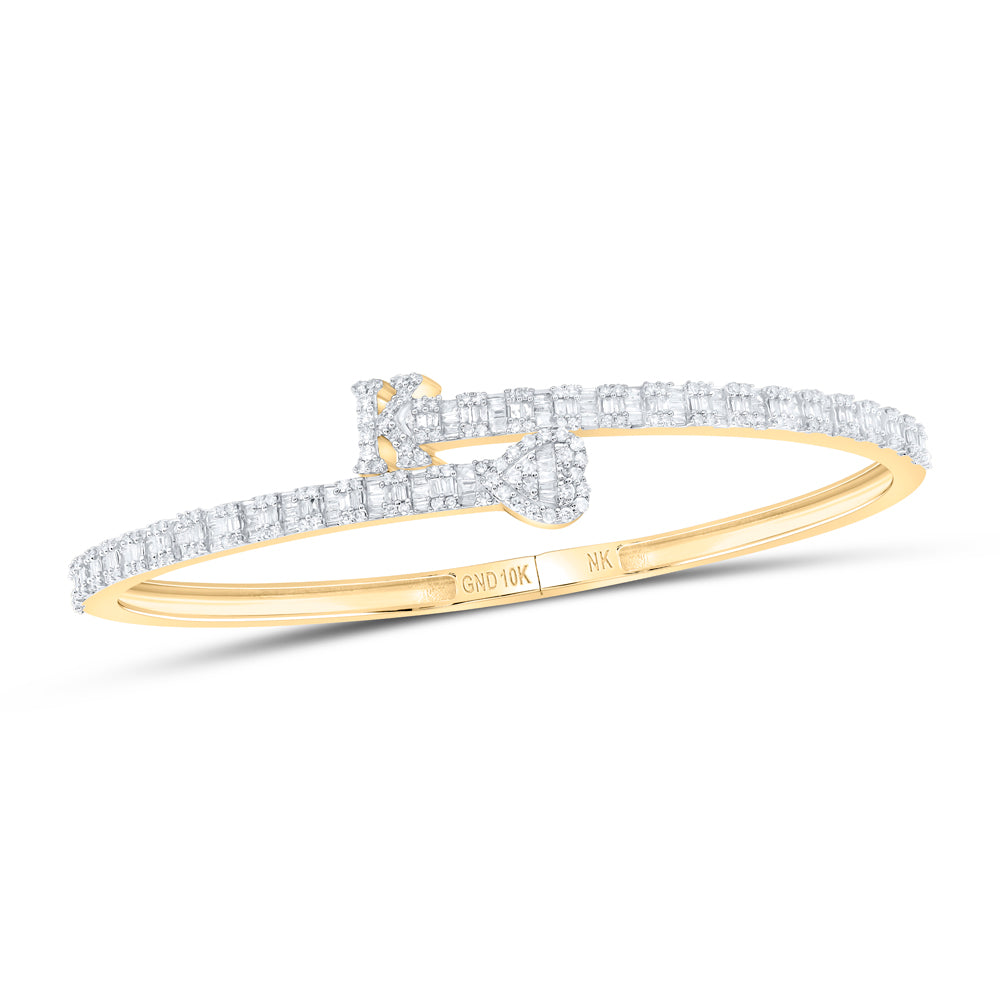 1 5/8CTW-DIA NK HEART INITIAL "K" LADIES CUFF BANGLE (55X65 MM)