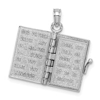 Load image into Gallery viewer, 14k White Gold 3-D Holy Bible w/ Lord&#39;s Prayer Moveable Charm

