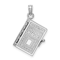 Load image into Gallery viewer, 14k White Gold 3-D Holy Bible w/ Lord&#39;s Prayer Moveable Charm
