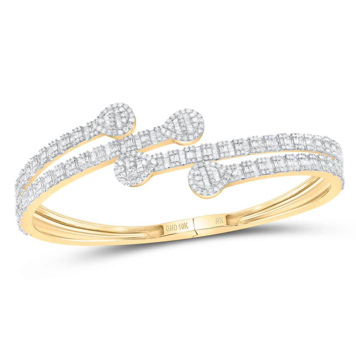 3 1/3CTW-DIA NK CUFF LADIES PEAR BANGLE (55x65 MM)