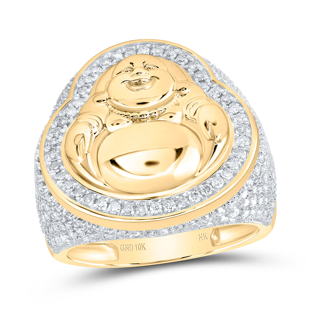 1 5/8CTW-DIA NK LAUGHING BUDDHA MENS RING