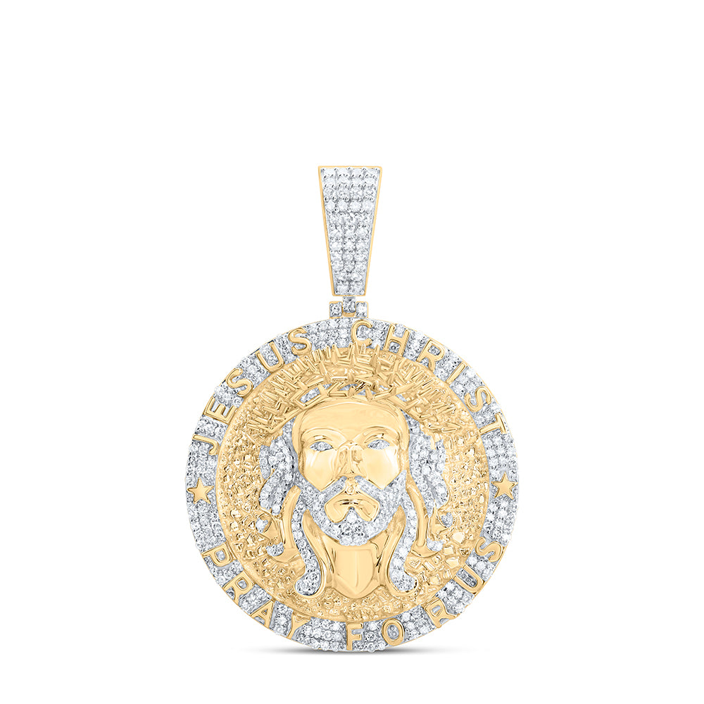 1 1/4CTW-DIA NK JESUS MENS CHARM
