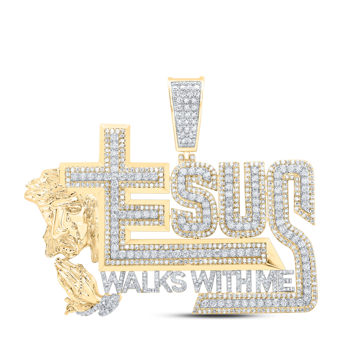 5 1/3CTW-DIA NK JESUS CROSS MENS CHARM