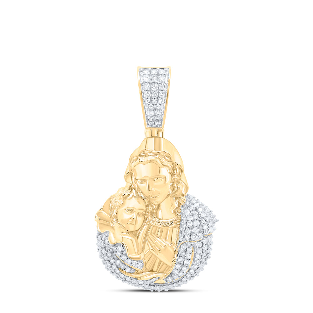1CTW-DIA NK MOTHER MARY MENS CHARM