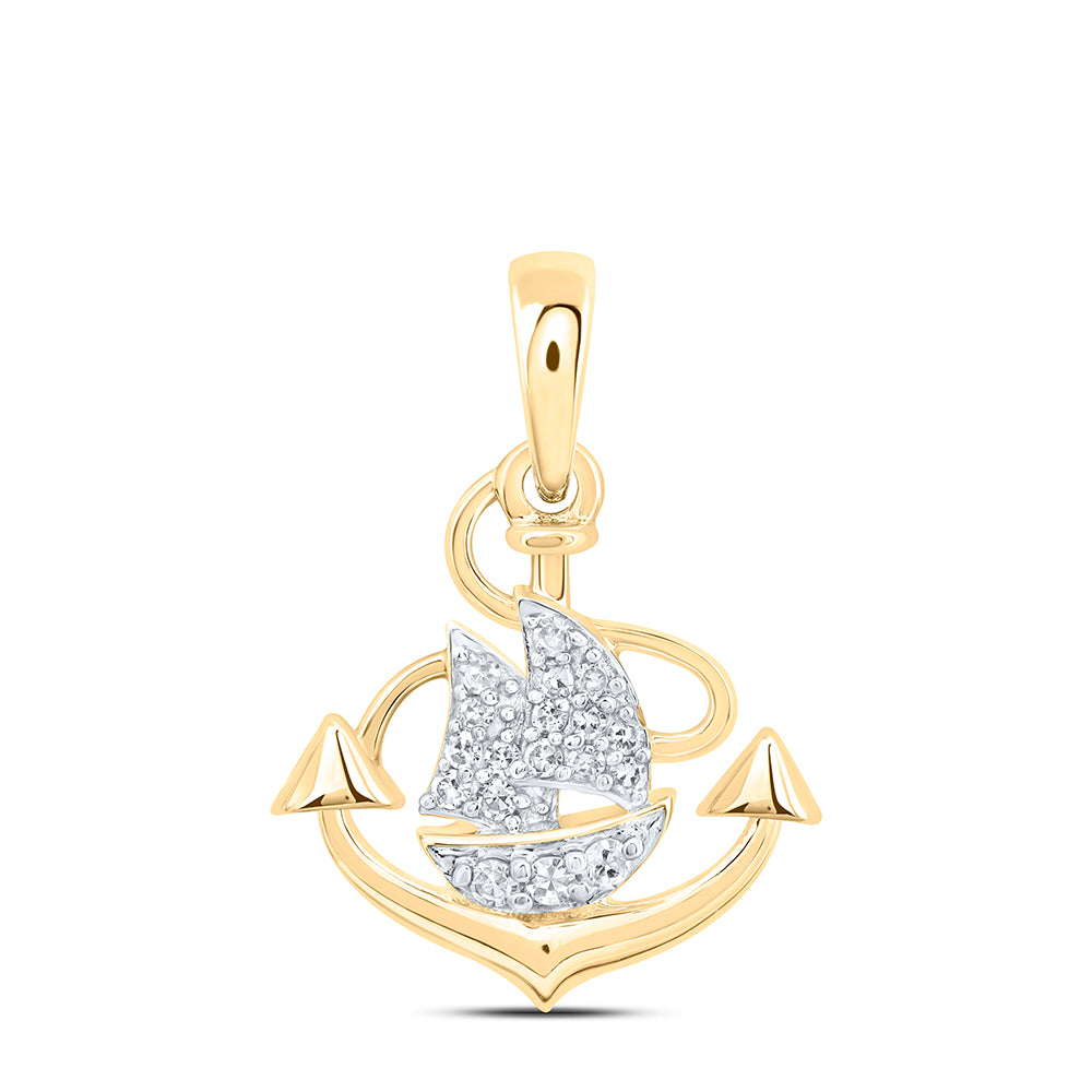 1/12CTW DIA NK GIFT ANCHOR SHIP PENDANT