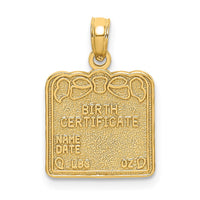 Load image into Gallery viewer, 14k BIRTH CERTIFICATE Charm
