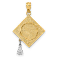 Load image into Gallery viewer, 14k w/Rhodium 3-D Graduation Cap w/Moveable Tassel Pendant
