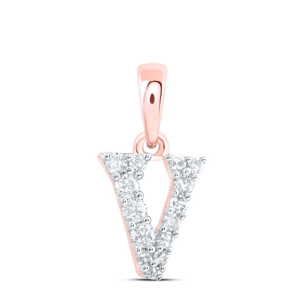 1/8CTW-DIA NK GIFT INITIAL "V" PENDANT
