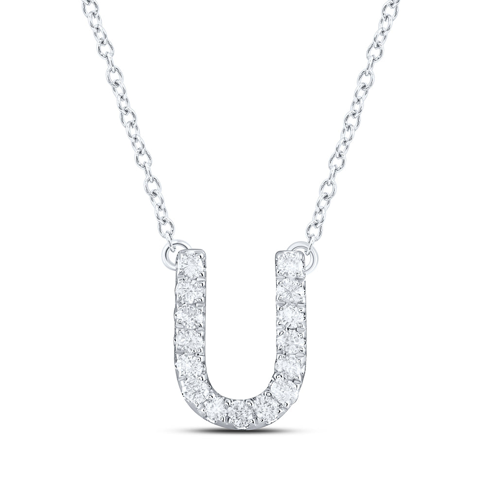 1/5CTW-DIA ANA M INITIAL "U" FASHION NECKLACE (16 INCH)