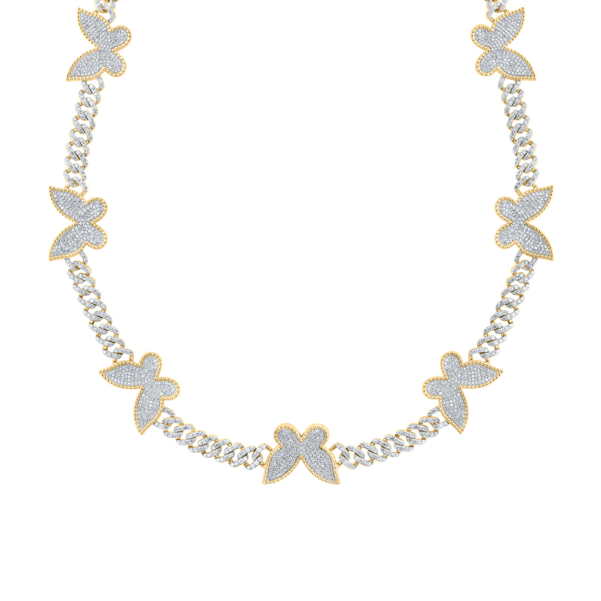 6 3/4CTW-DIA CN CUBAN BUTTERFLY NECKLACE (17 INCH)