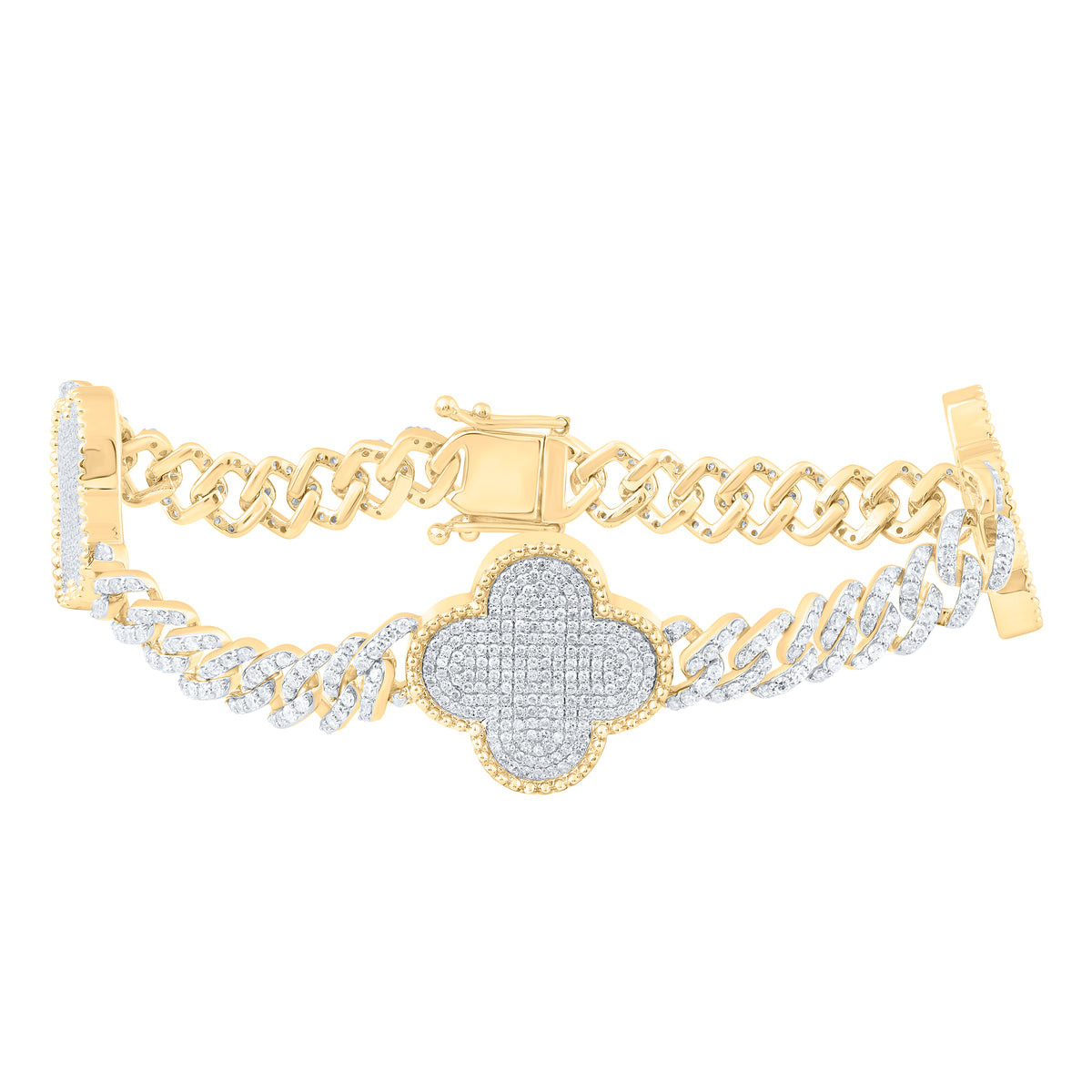 3 CTW-DIA CN CUBAN CLOVER BRACELET (7 INCH)