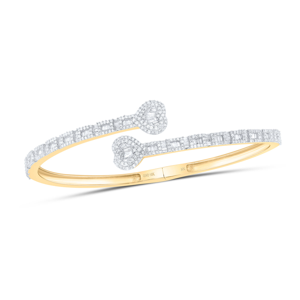 1 7/8CTW-DIA NK HEART LADIES CUFF BANGLE (55 MM)