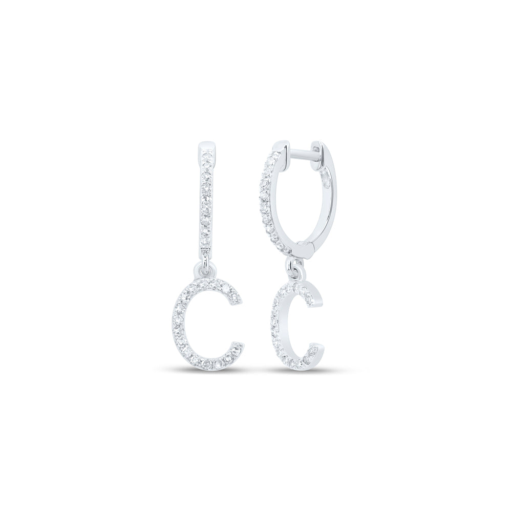 1/5CTW-DIA NK GIFT INITIAL "C" DANGLING EARRING