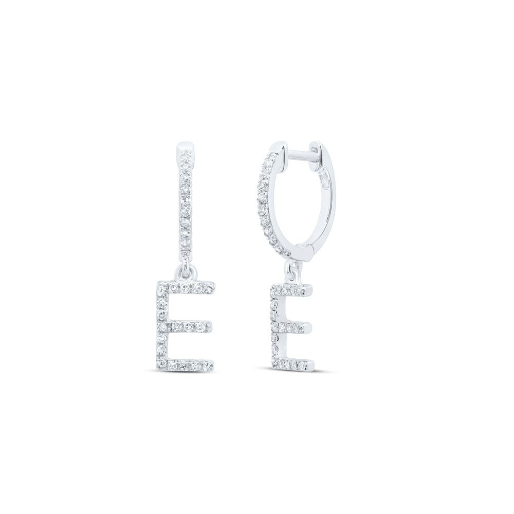 1/5CTW-DIA NK GIFT INITIAL "E" DANGLING EARRING