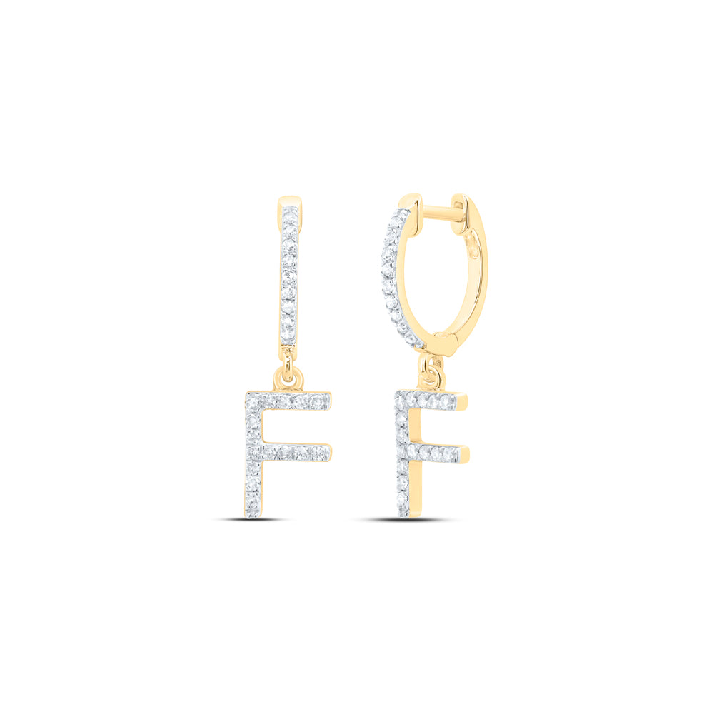 1/5CTW-DIA NK GIFT INITIAL "F" DANGLING EARRING