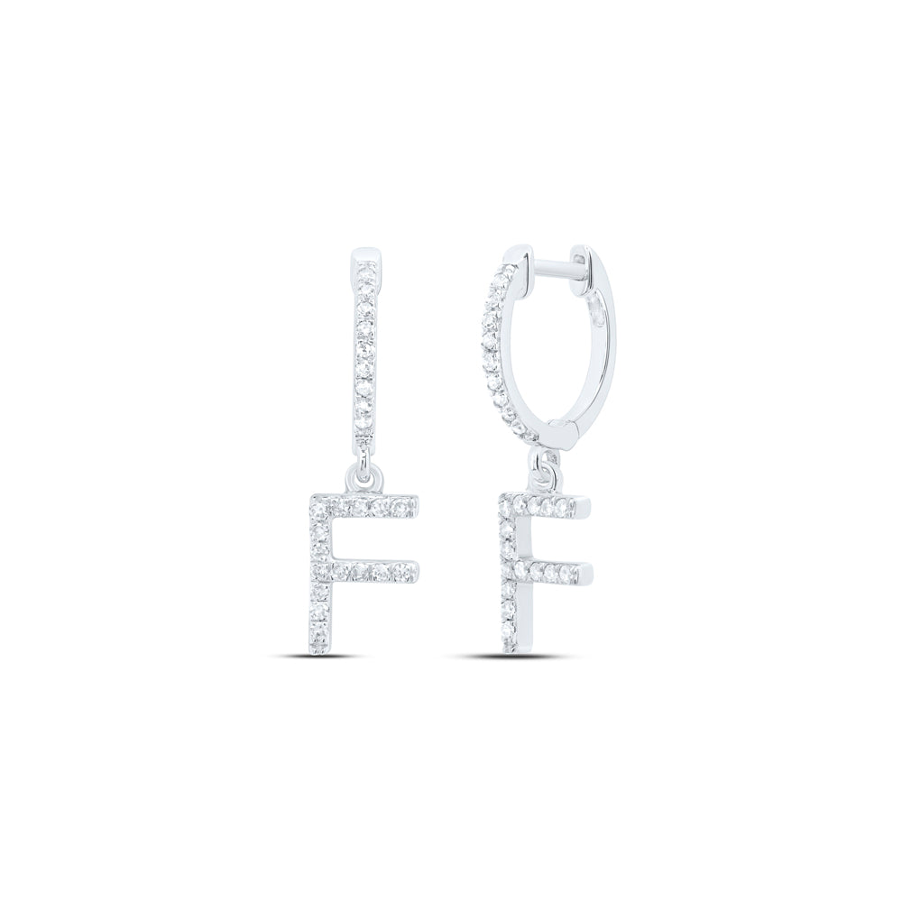 1/5CTW-DIA NK GIFT INITIAL "F" DANGLING EARRING