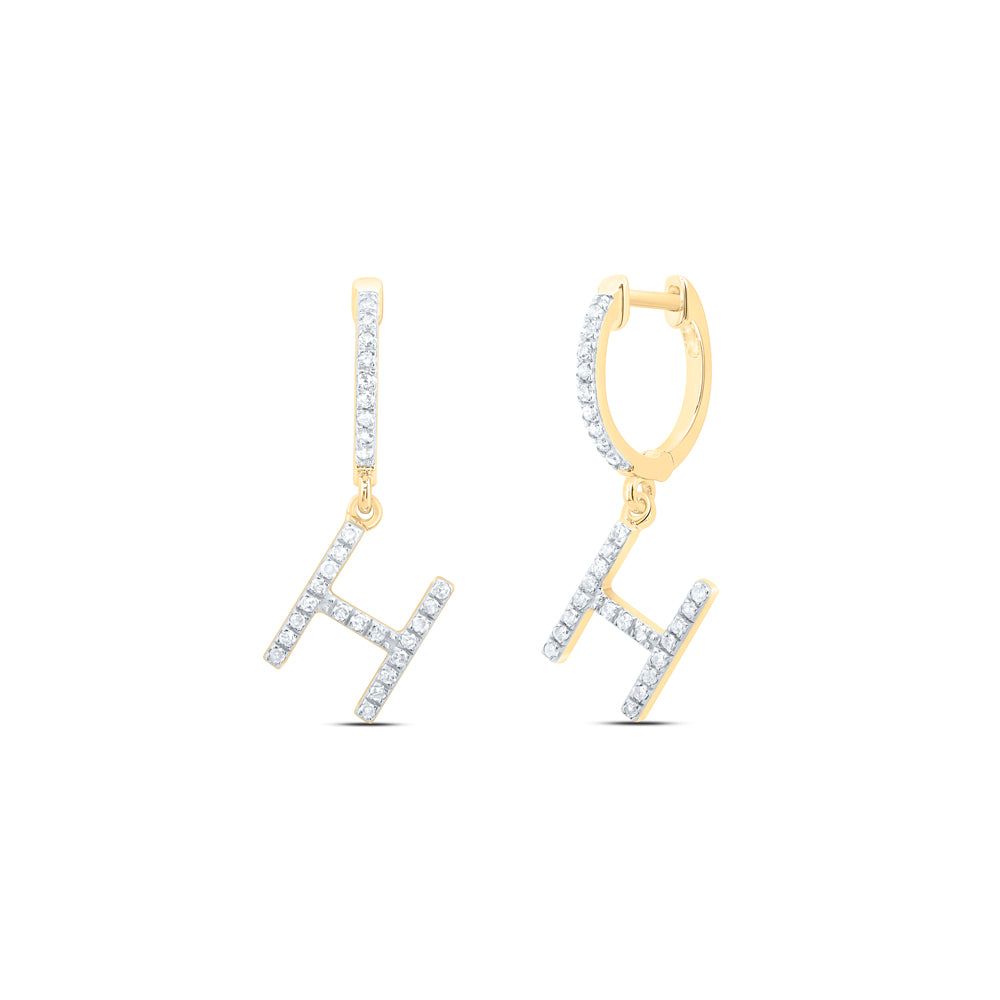1/5CTW-DIA NK GIFT INITIAL "H" DANGLING EARRING