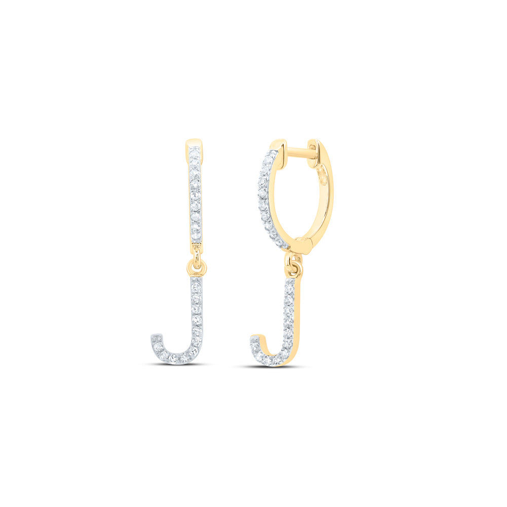 1/6CTW-NAT DIA NK GIFT INITIAL "J" DANGLING EARRING