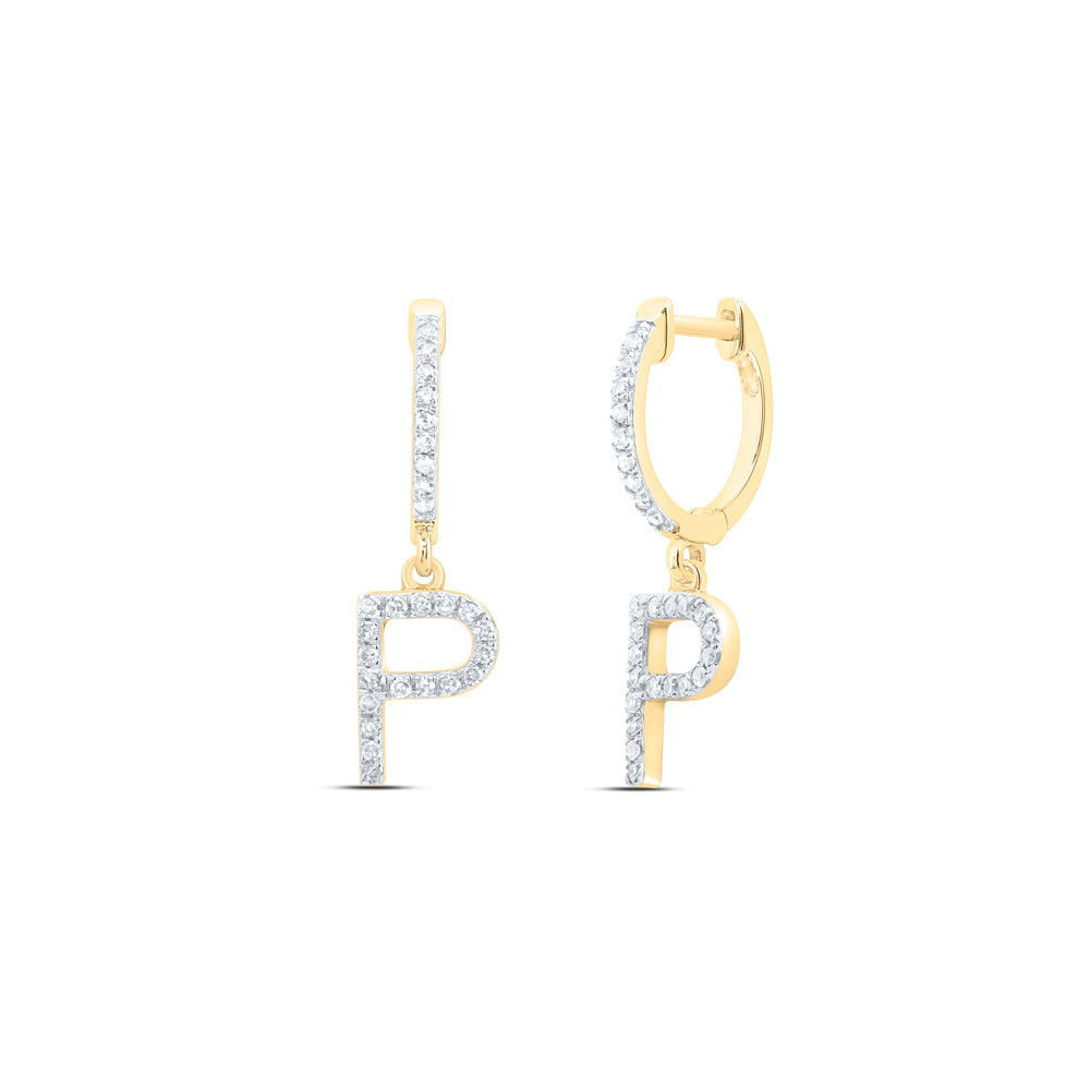 1/5CTW-DIA NK GIFT INITIAL "P" DANGLING EARRING