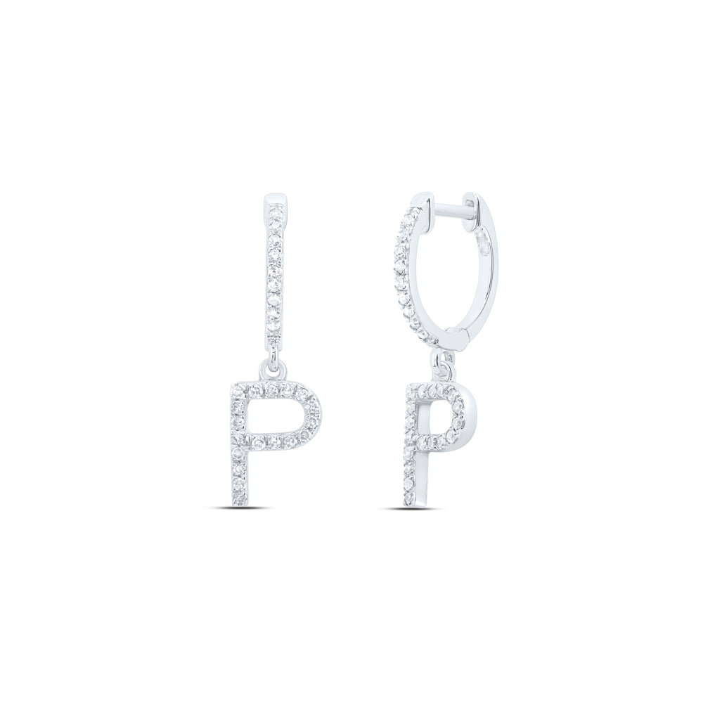 1/5CTW-DIA NK GIFT INITIAL "P" DANGLING EARRING