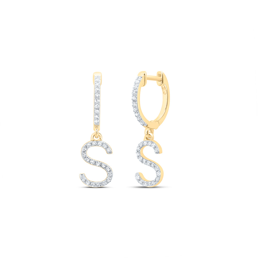 1/5CTW-DIA NK GIFT INITIAL "S" DANGLING EARRING