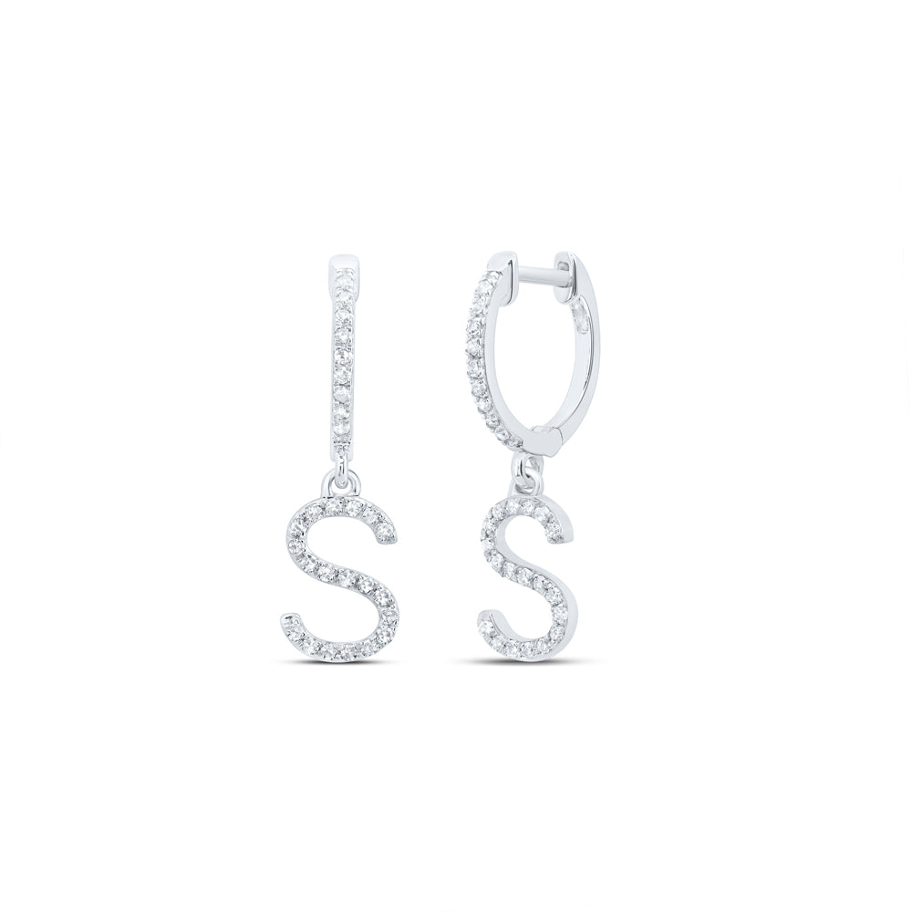 1/5CTW-DIA NK GIFT INITIAL "S" DANGLING EARRING