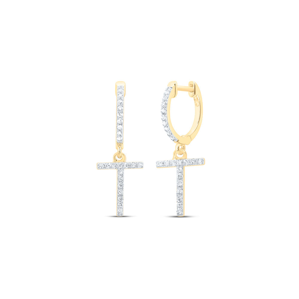 1/5CTW-DIA NK GIFT INITIAL "T" DANGLING EARRING
