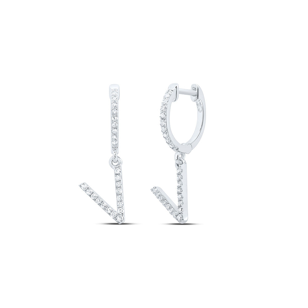 1/5CTW-DIA NK GIFT INITIAL "V" DANGLING EARRING