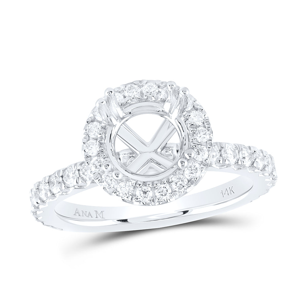 3/4CTW-DIA ANA M 1 1/2CT-CRD SEMI-MOUNT SINGLE HALO ENGAGEMENT RING