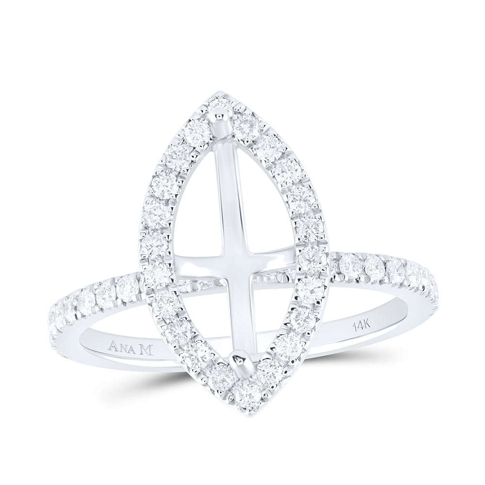 5/8CTW-DIA ANA M 2CT-CMQ SEMI-MOUNT SINGLE HALO BRIDAL RING