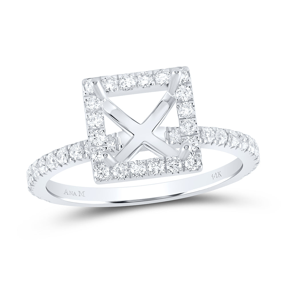 5/8CTW-DIA ANA M 1 1/2CT-CPC SEMI-MOUNT SINGLE HALO BRIDAL RING