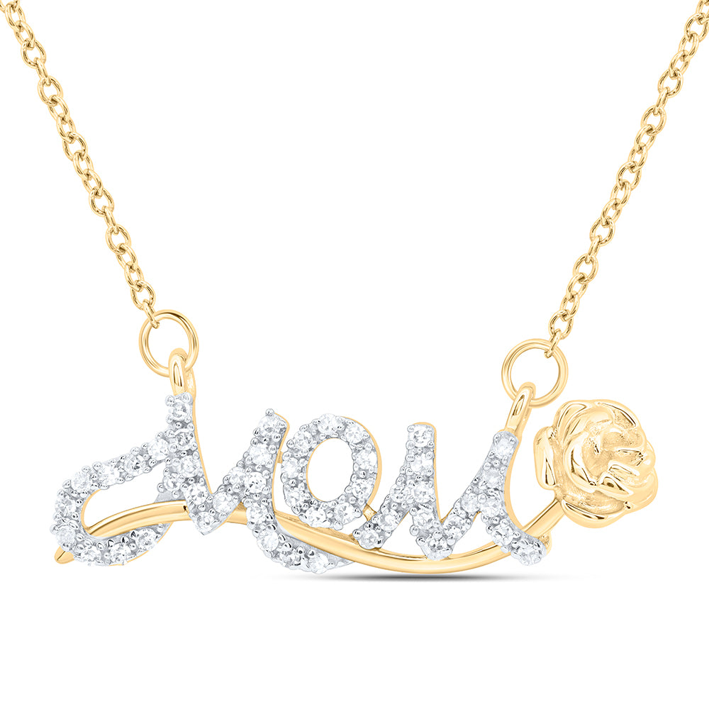 1/8CTW-DIA NK GIFT "MOM" NECKLACE (18 INCH)