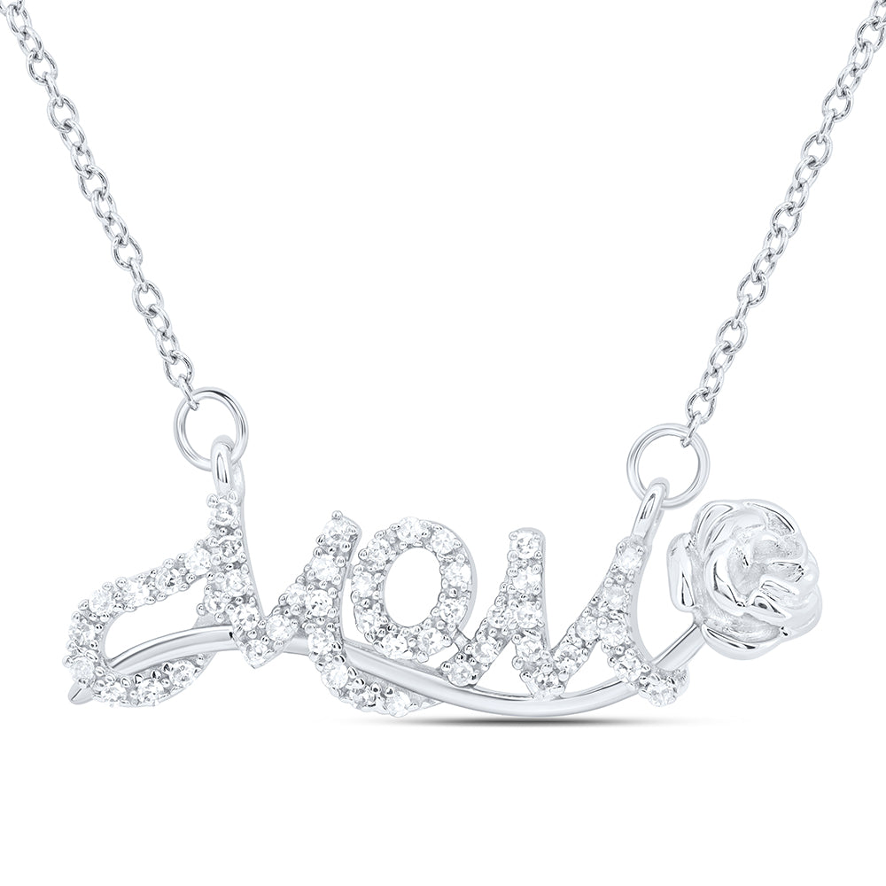 1/8CTW-DIA NK GIFT "MOM" NECKLACE (18 INCH)