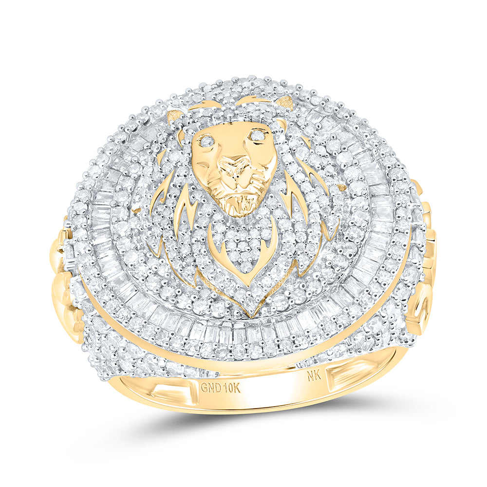 3 CTW-DIA NK LION FACE MENS RING