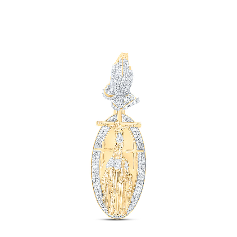 3/4CTW-DIA NK FASHION PRAYING HAND CROSS PENDANT