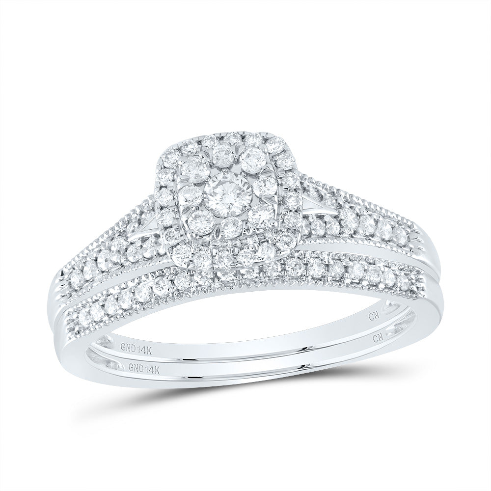 3/8CTW-DIA CN CUSHION SINGLE HALO BRIDAL SET