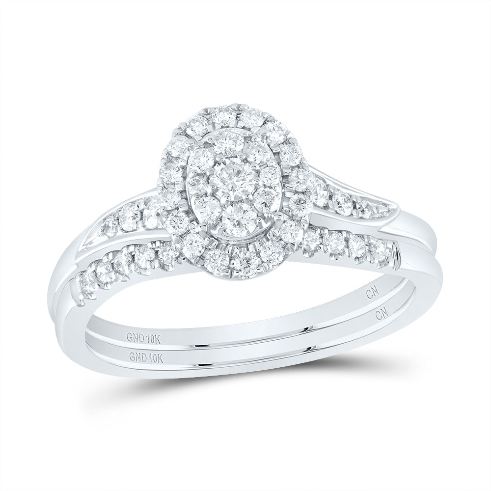 3/8CTW-DIA CN OVAL SINGLE HALO BRIDAL SET