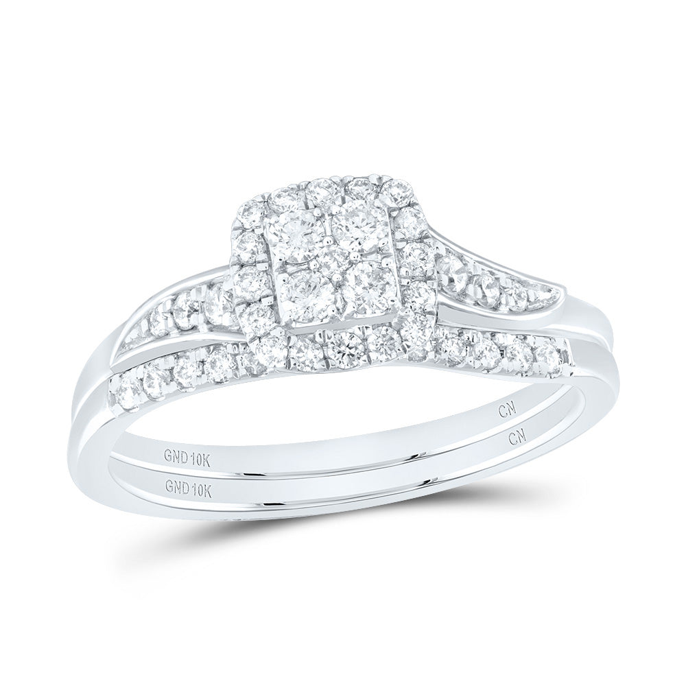 3/8CTW-DIA CN CUSHION SINGLE HALO BRIDAL SET